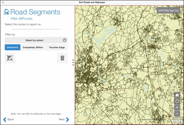 Selection by map extent